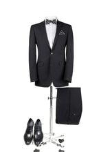 Load image into Gallery viewer, Black Slim Fit 2 Pc Suit