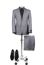 Load image into Gallery viewer, BUILD YOUR PACKAGE P-G: Light Grey Slim Fit Suit (Package Includes 2 Pc Suit, Shirt, Necktie or Bow Tie, Matching Pocket Square)