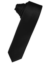 Load image into Gallery viewer, Midnight Blue Luxury Satin Skinny Necktie