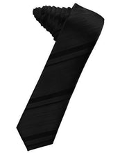 Load image into Gallery viewer, Pewter Striped Satin Skinny Necktie