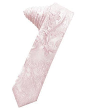 Load image into Gallery viewer, Fuschia Tapestry Satin Skinny Necktie