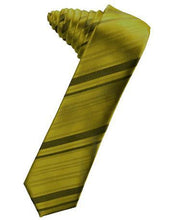 Load image into Gallery viewer, Pewter Striped Satin Skinny Necktie