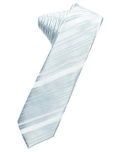 Load image into Gallery viewer, Pewter Striped Satin Skinny Necktie