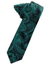 Load image into Gallery viewer, Sage Tapestry Satin Skinny Necktie