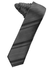 Load image into Gallery viewer, Banana Striped Satin Skinny Necktie