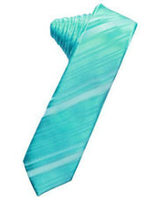 Load image into Gallery viewer, Pewter Striped Satin Skinny Necktie