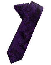 Load image into Gallery viewer, Fuschia Tapestry Satin Skinny Necktie