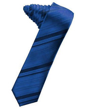 Load image into Gallery viewer, Pewter Striped Satin Skinny Necktie