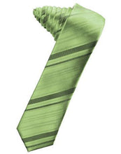 Load image into Gallery viewer, Pewter Striped Satin Skinny Necktie