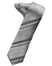 Load image into Gallery viewer, Jade Striped Satin Skinny Necktie