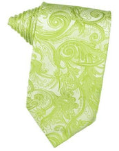 Load image into Gallery viewer, Lime Tapestry Satin Necktie