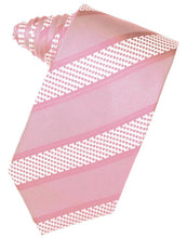 Load image into Gallery viewer, Fuschia Venetian Pin Dot Striped Necktie