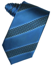 Load image into Gallery viewer, Asphalt Venetian Pin Dot Striped Necktie