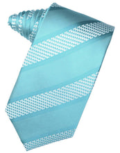 Load image into Gallery viewer, Turquoise Venetian Pin Dot Striped Necktie