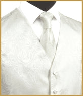 Paisley Vest and Tie Sets - Ivory