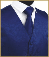 Paisley Vest and Tie Sets - Royal Blue