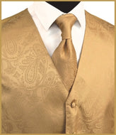 Paisley Vest and Tie Sets - Golden Beige