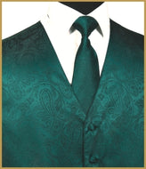 Paisley Vest and Tie Sets - Dark Cyan-Green