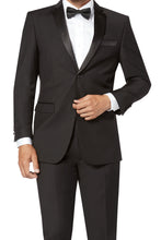 Load image into Gallery viewer, Black Slim Fit Tuxedo 2 piece #SB-1 Shawl
