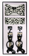 3 Piece Patterned Suspender Sets - Leopard White
