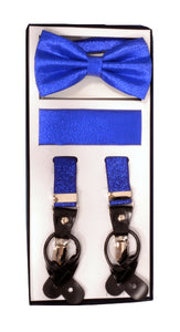 3 Piece Metallic Suspender Sets - Metallic Royal Blue