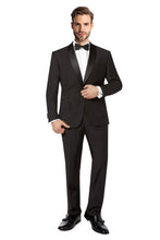 Load image into Gallery viewer, Black Slim Fit Tuxedo 2 piece #SB-1 Shawl
