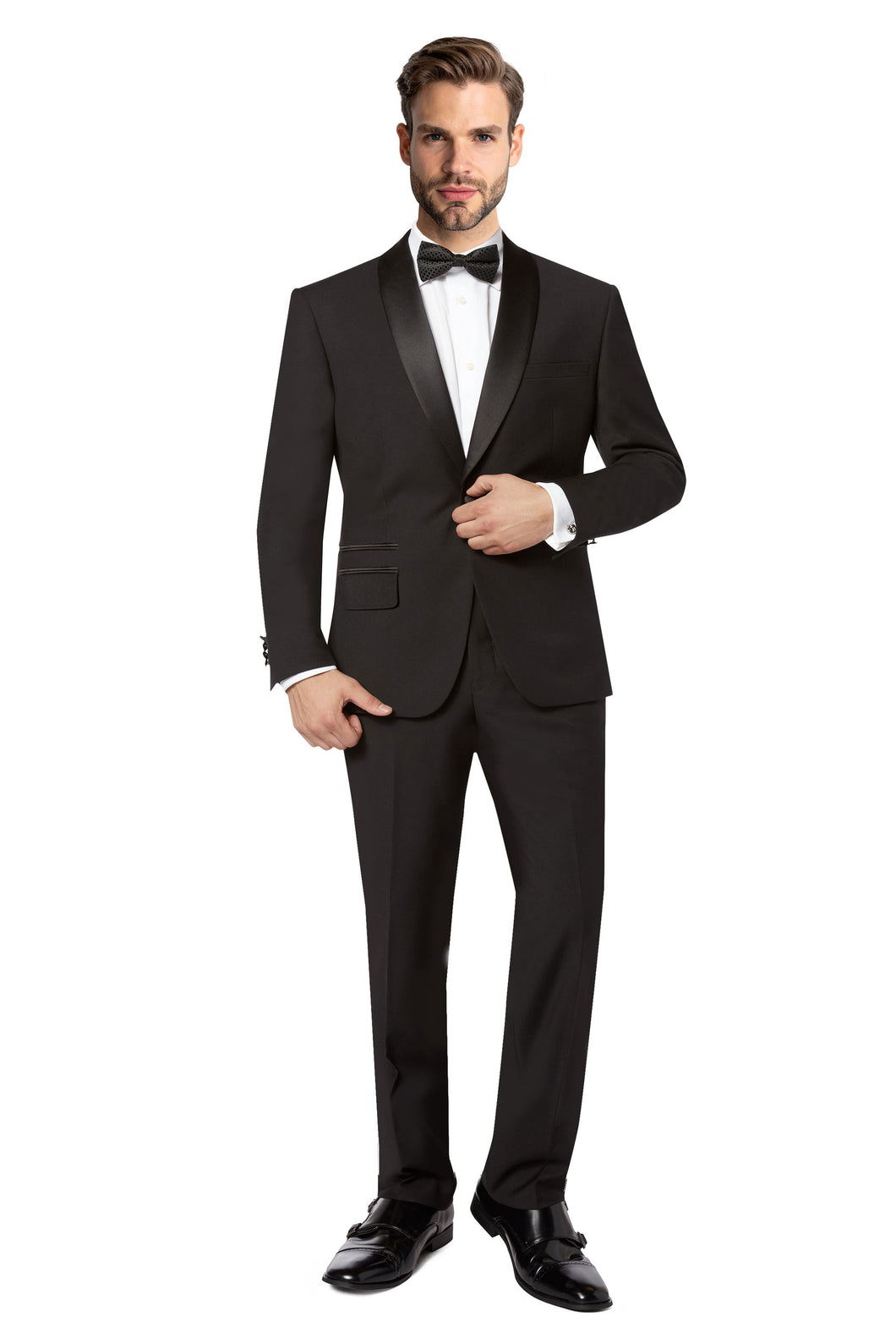 Black Slim Fit Tuxedo 2 piece #SB-1 Shawl