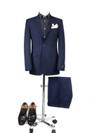 BUILD YOUR PACKAGE: French Blue Slim Fit Suit (Package Includes 2 Pc Suit, Shirt, Necktie or Bow Tie, Matching Pocket Square, & Shoes)