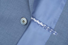 Load image into Gallery viewer, BUILD YOUR PACKAGE: Light Blue Slim Fit Suit (Package Includes 2 Pc Suit, Shirt, Necktie or Bow Tie, Matching Pocket Square, &amp; Shoes)
