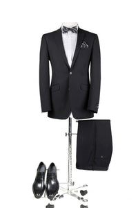 BUILD YOUR PACKAGE: Black Suit (Package Includes 2 Pc Suit, Shirt, Necktie or Bow Tie, & Matching Pocket Square)