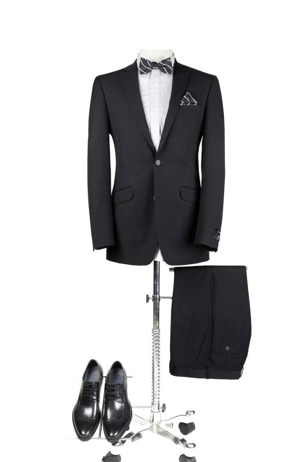 BUILD YOUR PACKAGE: Black Suit (Package Includes 2 Pc Suit, Shirt, Necktie or Bow Tie