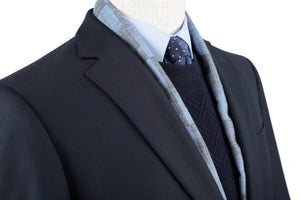 BUILD YOUR PACKAGE P-G: Navy Slim Fit Suit (Package Includes 2 Pc Suit, Shirt, Necktie or Bow Tie, Matching Pocket Square)