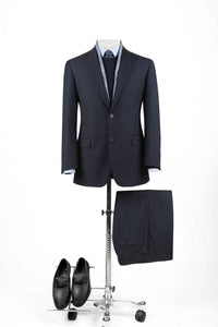 BUILD YOUR PACKAGE P-G: Navy Slim Fit Suit (Package Includes 2 Pc Suit, Shirt, Necktie or Bow Tie, Matching Pocket Square)