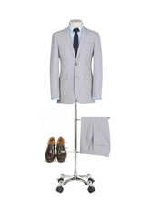 Load image into Gallery viewer, PREMIUM BUILD YOUR PACKAGE: Light Grey Slim Fit Suit (Package Includes 2 Pc Suit, Shirt, Necktie or Bow Tie, Matching Pocket Square)
