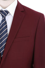 Load image into Gallery viewer, PREMIUM BUILD YOUR PACKAGE: Burgundy Slim Fit Suit (Package Includes 2 Pc Suit, Shirt, Necktie or Bow Tie, Matching Pocket Square)
