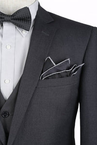 BUILD YOUR PACKAGE: Charcoal Slim Fit Suit (Package Includes 2 Pc Suit, Shirt, Necktie or Bow Tie & Matching Pocket Square)