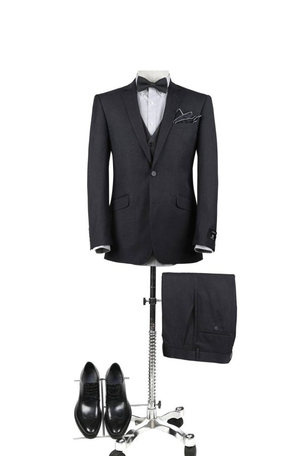 BUILD YOUR PACKAGE P-G: Charcoal Slim Fit Suit (Package Includes 2 Pc Suit, Shirt, Necktie or Bow Tie, Matching Pocket Square)