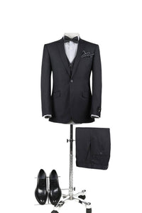 BUILD YOUR PACKAGE: Charcoal Slim Fit Suit (Package Includes 2 Pc Suit, Shirt, Necktie or Bow Tie & Matching Pocket Square)
