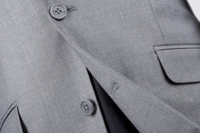 Load image into Gallery viewer, BUILD YOUR PACKAGE P-G: Light Grey Slim Fit Suit (Package Includes 2 Pc Suit, Shirt, Necktie or Bow Tie, Matching Pocket Square)
