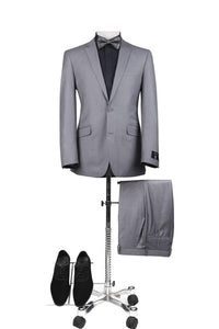 BUILD YOUR PACKAGE: Light Grey Slim Fit Suit (Package Includes 2 Pc Suit, Shirt, Necktie or Bow Tie, Matching Pocket Square, & Shoes)