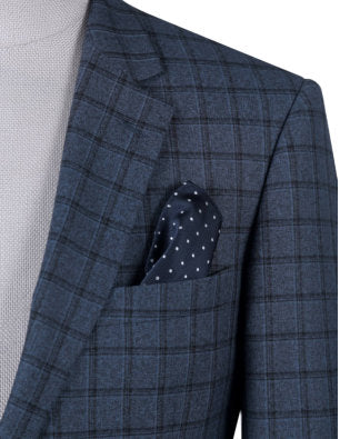 Pattern Blue Check Slim Fit 2 Pc Suit