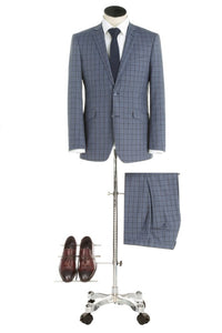 Pattern Blue Check Slim Fit 2 Pc Suit