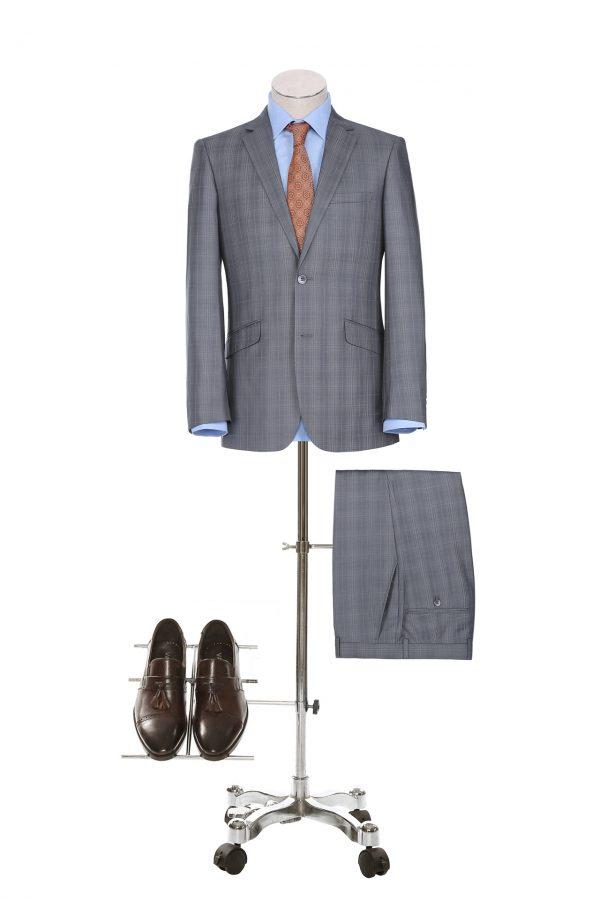 Silver Check Slim Fit Suit