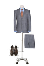 Load image into Gallery viewer, Silver Check Pattern Slim Fit 2 Pc Suit
