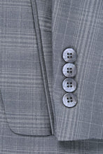 Load image into Gallery viewer, Silver Check Pattern Slim Fit 2 Pc Suit
