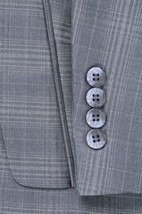 Silver Check Pattern Slim Fit 2 Pc Suit
