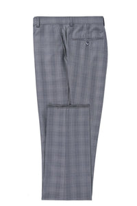 Silver Check Pattern Slim Fit 2 Pc Suit