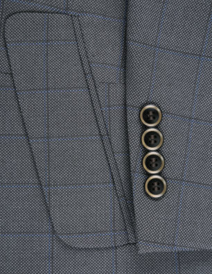 Grey Check Pattern Slim Fit 2 Pc Suit