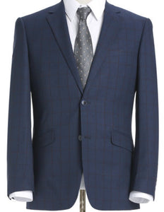 Blue Check Pattern Slim Fit 2 Pc Suit