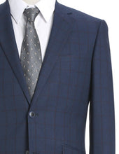 Load image into Gallery viewer, Blue Check Pattern Slim Fit 2 Pc Suit
